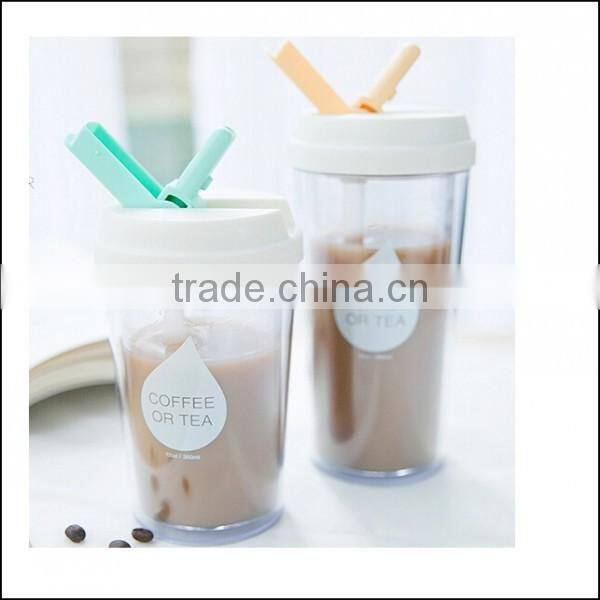 OEM straw cup plastic cup with lid creative adult student cups,custom tea cup coffee cup carrier reusable plastic tumbler cups