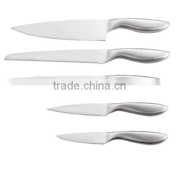 A3349 Stainless Steel Hollow Handle Kitchen Knife Set Metal Cutlery Set