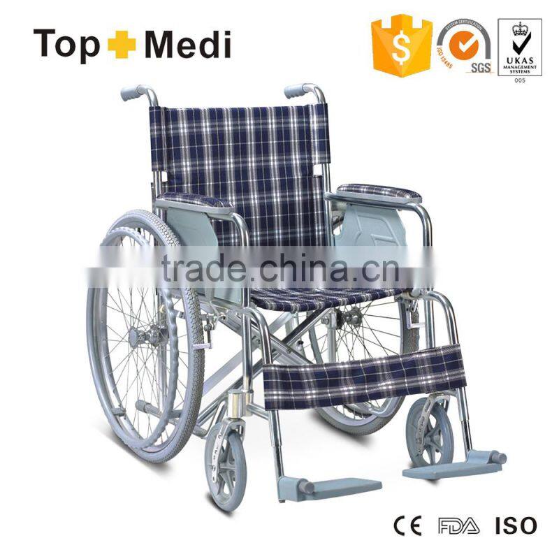TOPMEDI indoor and outdoor manual folding wheelchair