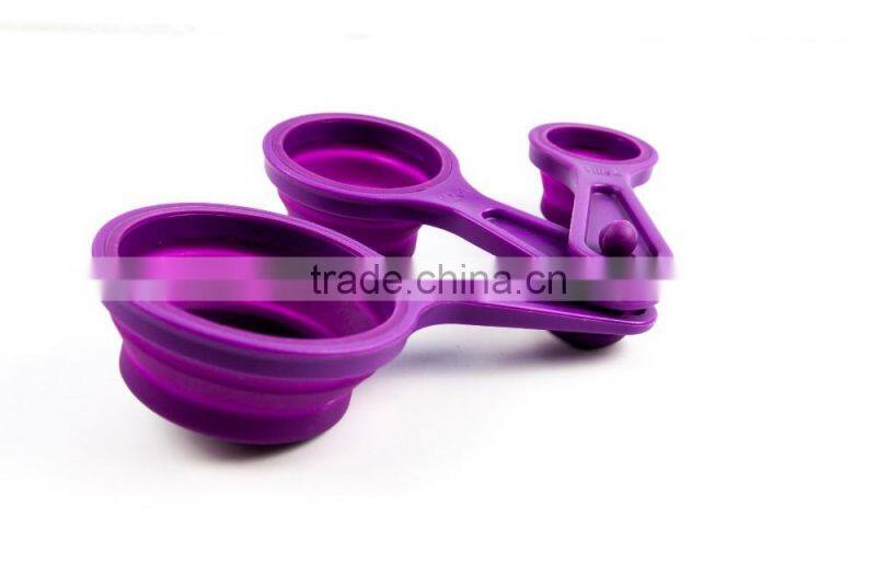 16094 SILICONE MEASURING CUPS SET CUP SPOON KITCHEN TOOL COLLAPSIBLE BAKING COOK