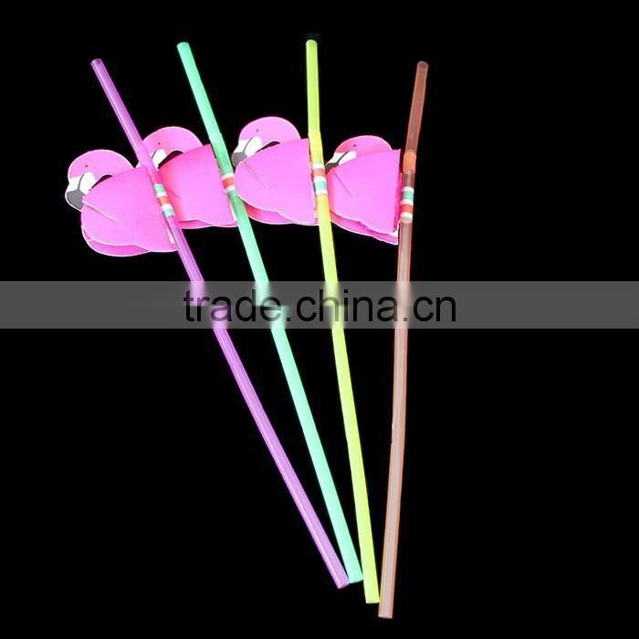 China Supplied Party Decoration Tissue Paper Flamingo Plastic Drinking Straw Flexible