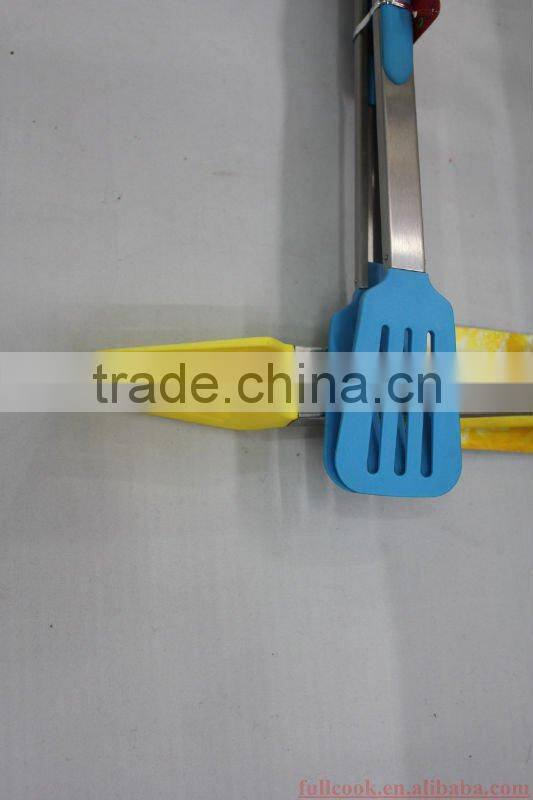Colorful silicone food tong w/skidproofed handle and different designs