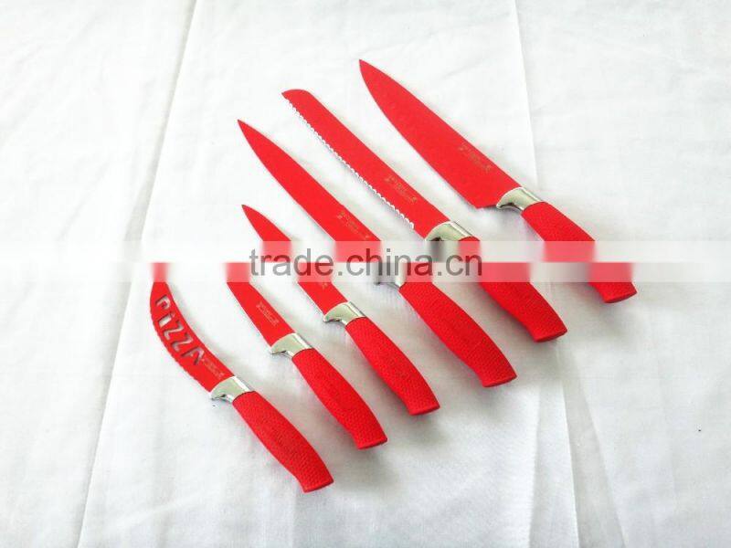 Colorful PP handle non-stick kitchen knives 3pcs knife set royal kitchen set