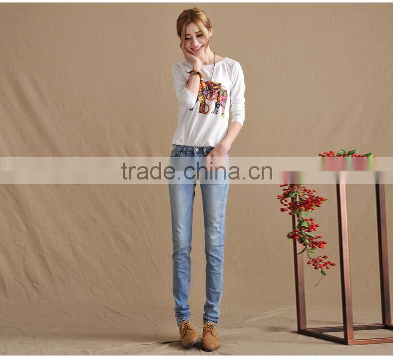 Ladies jeans top design elegant slim fit skinny pencil jeans denim jeans women