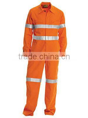 Custom Hi Vis Orange Durable Construction Worker Uniform Reflective Safety Coverall