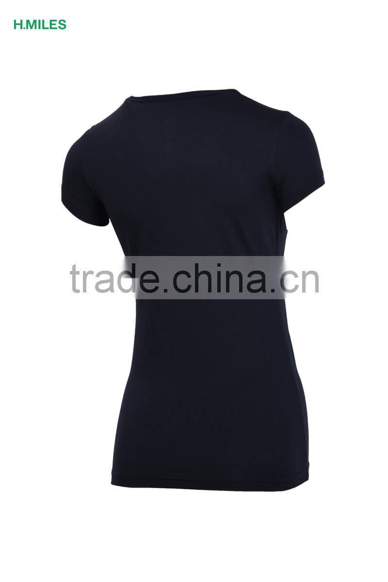 Women's sportwear breathable plain black sport tshirt yoga woman top blouses uniforms