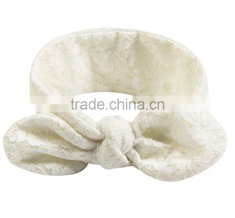 Turban lace baby headband braided knot lace elastic headbands from China manufactory