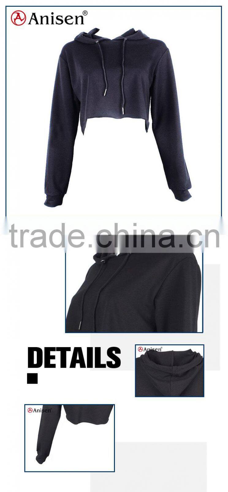 oem service custom long sleeve girl crop hoodie