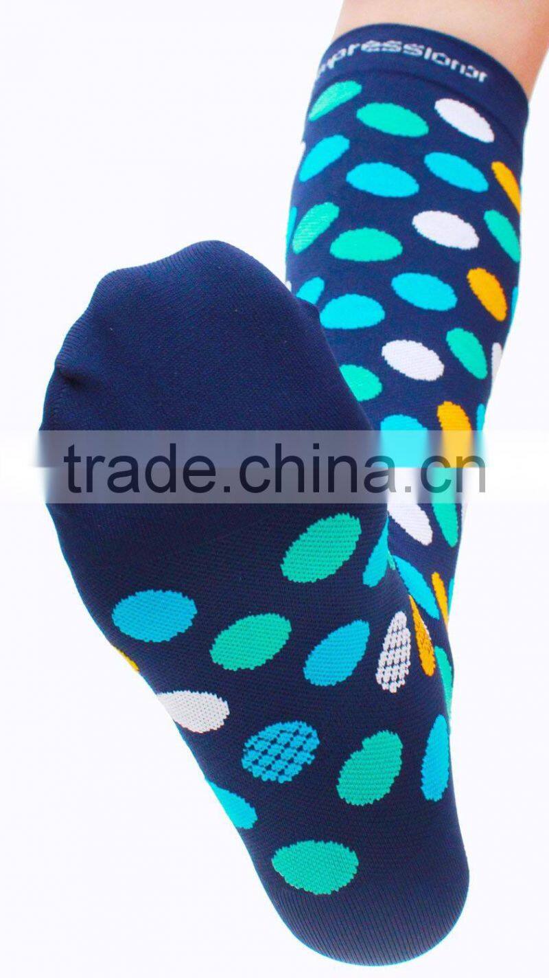 Compression Socks with polka dots made of nylon and spandex