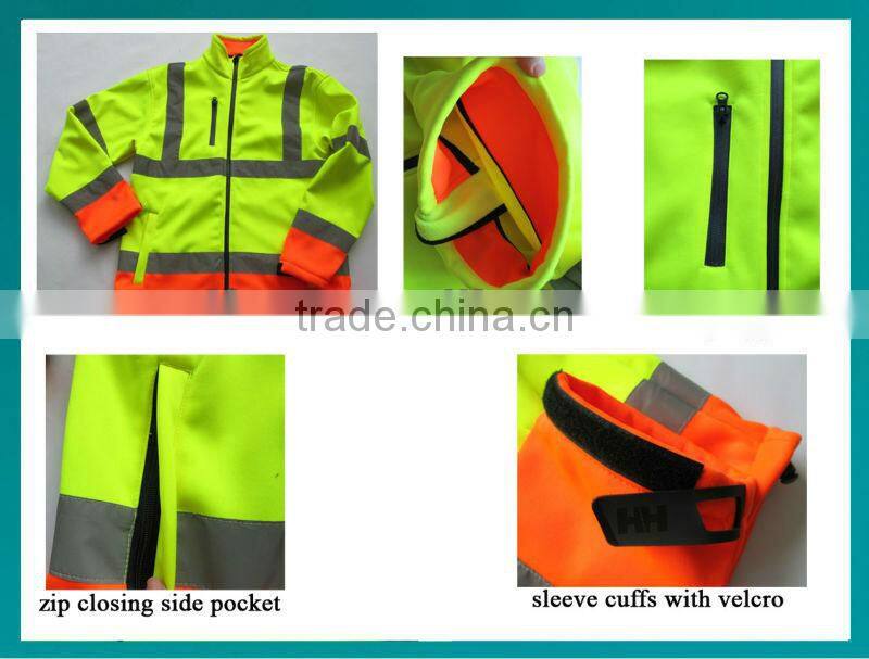 hi vis fabric and breathable softshell jacket