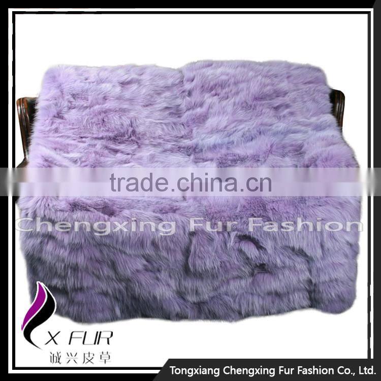 CX-D-123 Patchwork Hand Made Fashion Winter Genuine Fox Fur Carpet Rug