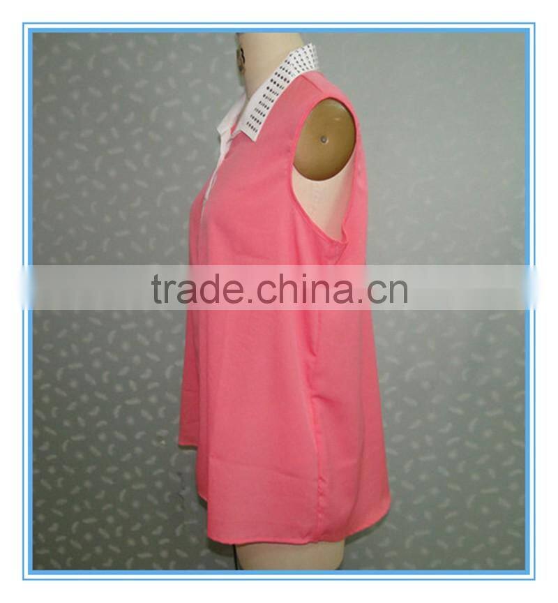 2016 Ladies Chiffon Coral Beaded Tank Top