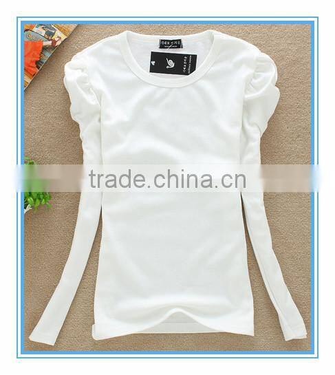 Wholesale high quality custom girl puff sleeve t shirt design