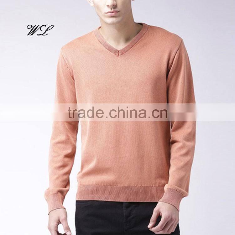 Custom Knitted Man Fitted Sweater Plain Bright Colored Sweaters Knit Fabric