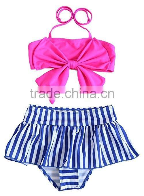 Baby girl red swimsuit polka dot beachwear match headband wholesale