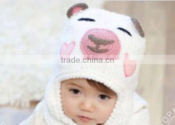 Winter Baby Crochet Hat With Bear Design
