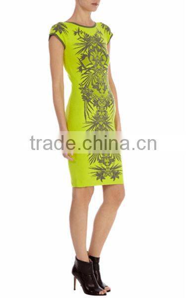 2014 Sexy jungle print stretch knit lady's dress