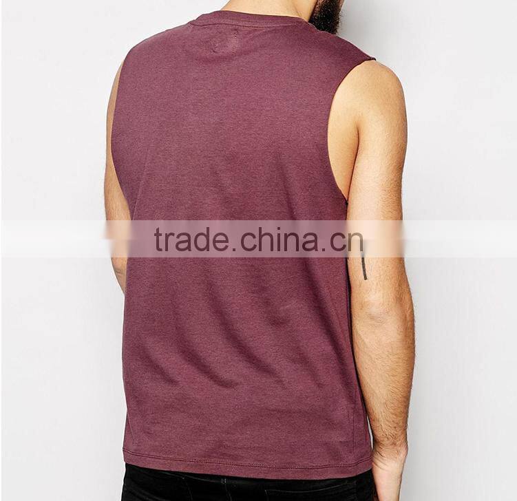 new design 100% cotton custom pocket blank tank top for men