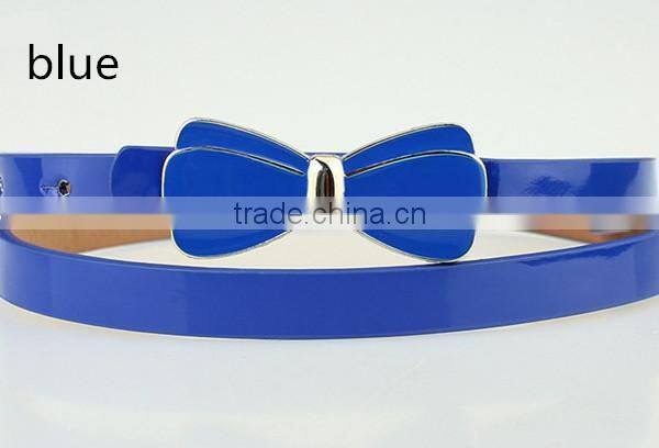 new arrival fashion design high quality with flower design alloy metal buckle women slim PU leather belt