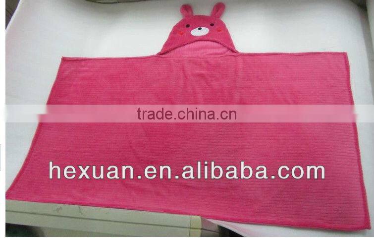 printed coral fleece baby robe with ears and animal