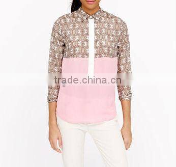fashion girls printed chiffon french designer shirts