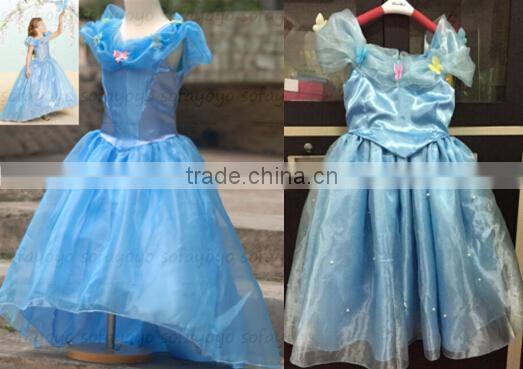 Kids Girls Dresses Elsa dress costume Princess Anna party dresses 2-8Y