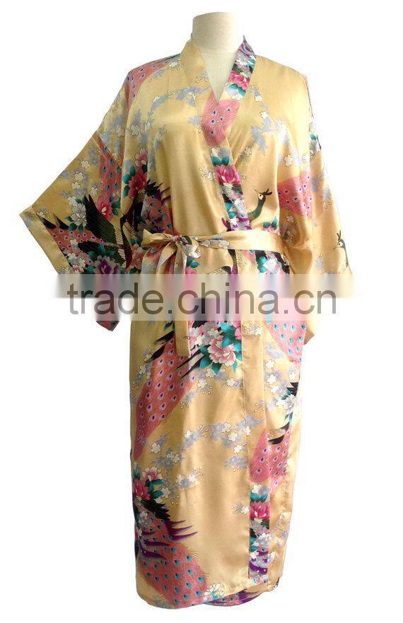 Women fashion robe Peacock Satin NightGowns,Satin Night Dress NG024