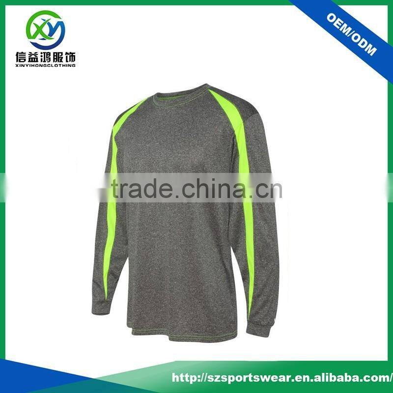 New Arrival Contrast Color Quick Dry Stretchy O-Neck Long Sleeve Men's Sport T-Shirt
