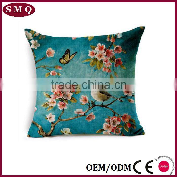 natural felt flower custom printing mixed linen oriental cushion covers
