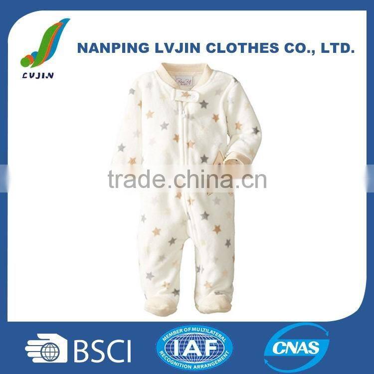 Baby Newborn Boys Stars Zip Front Footed Micro Fleece Coverall