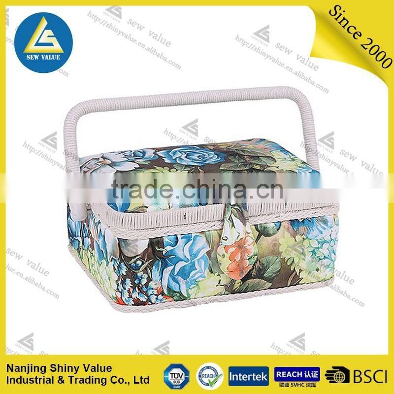 New design folding sewing basket with handle in hign quality