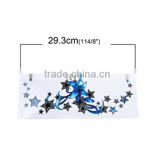 Paper Removable Waterproof Temporary Sternum Tattoo Sticker Body Art Blue Star Pattern Leg Temporary Tattoos