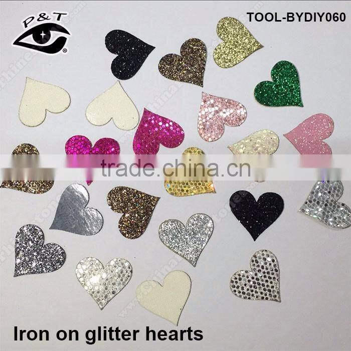 Glitter motif transfers Heart Shape Iron on glitter patch laser cut hotfix patches