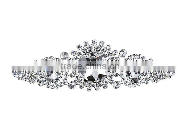 Round Rhinestones Headband Crown Wedding Jewelry Hair Accessories