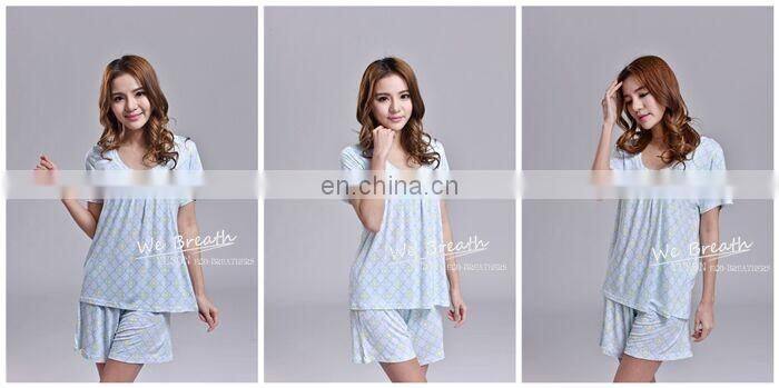 Apparel& Fashion Underwear& Nightwear Sleepwear& Pajamas Summer Bamboo Fiber Pajama Capri Set Women