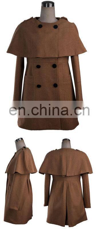2014 European style double-breasted button woollen ladies long coats