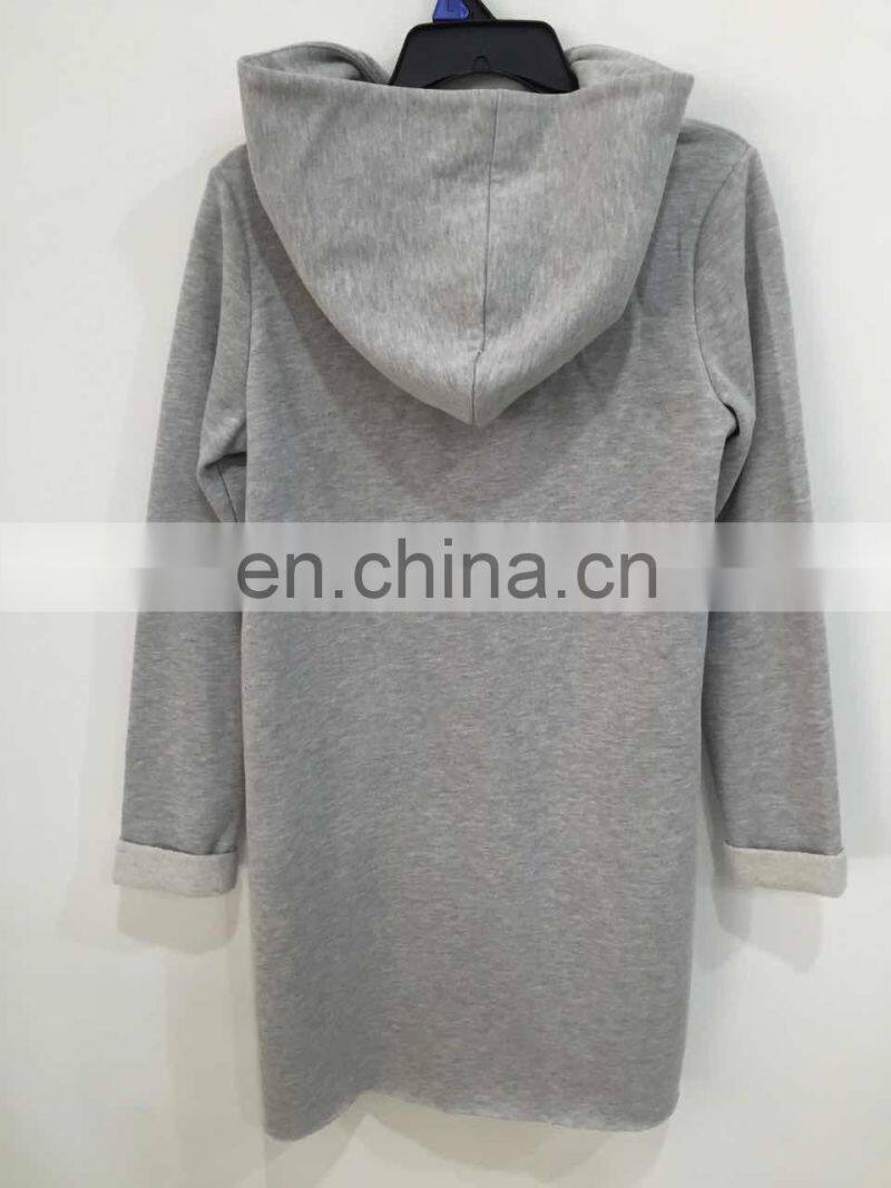 Flannelette hooded long zipper jogging-top