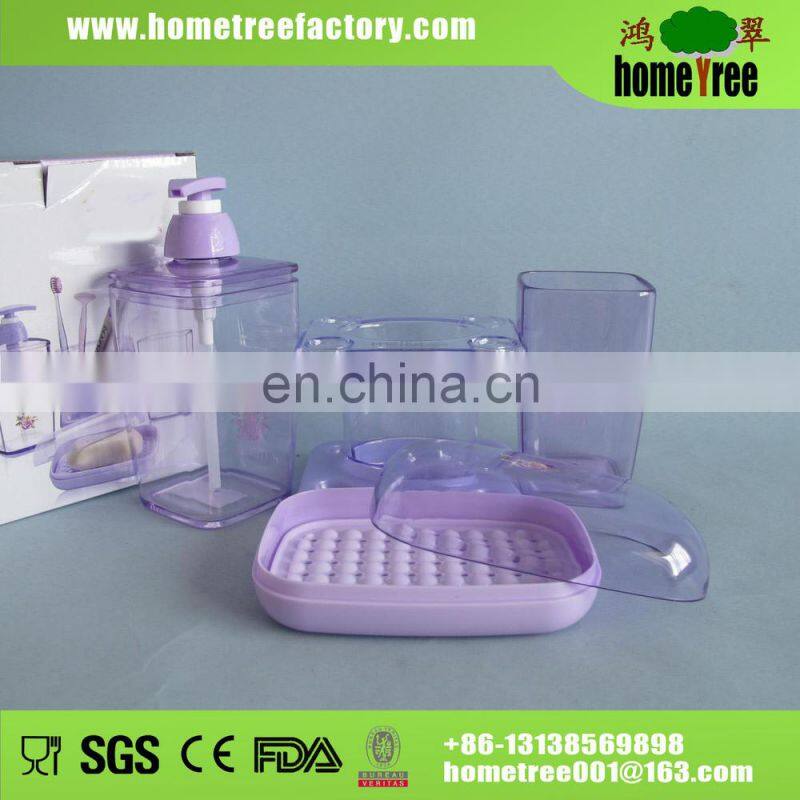 Transparent Red Plastic Rectangle 3pcs Bathroom Sanitary Set China