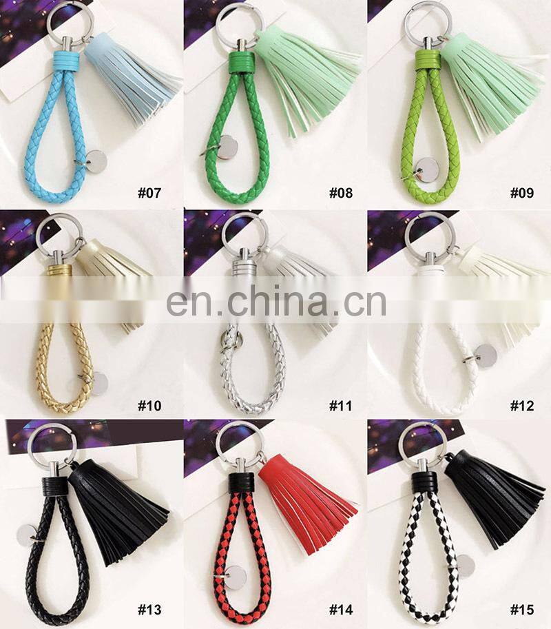 Marvel Custom Colorful Blank Pu Leather Tassel Key Chain Metal Ring Holder Keychain With Logo