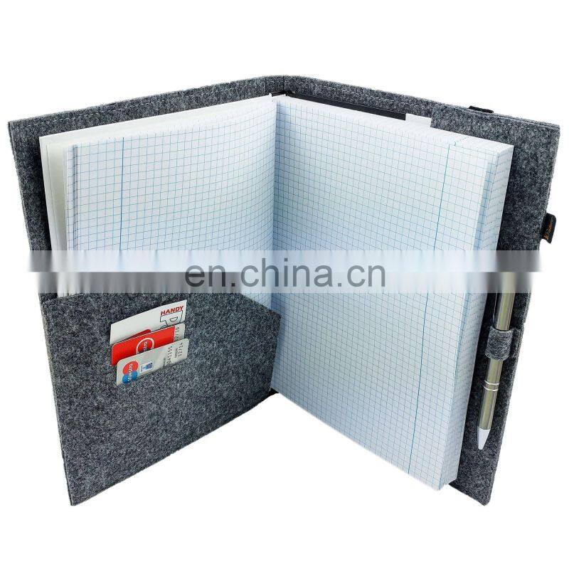 Color custom A4 A5 A6 felt notebook cover for calendar notebook with pockets and pen holder