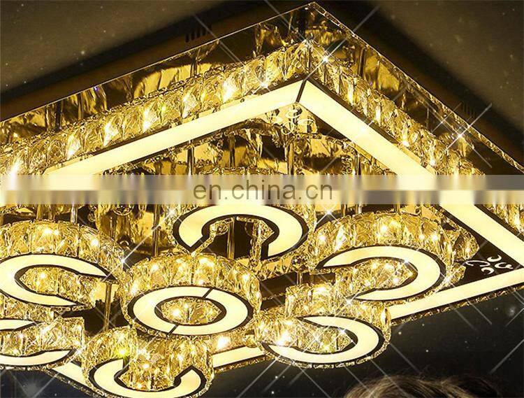 Stainless steel LED crystal lamp, modern simple living room, bedroom ceiling lamp