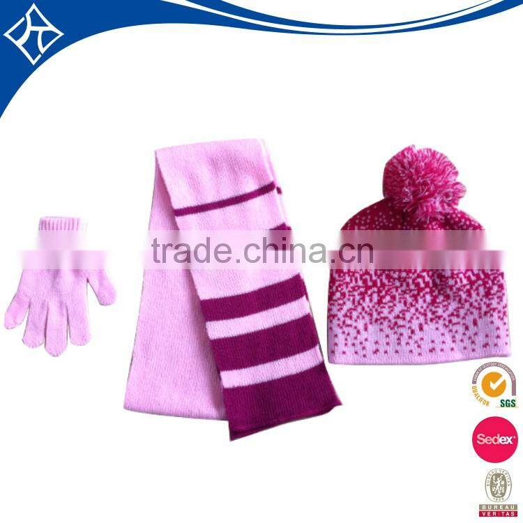 hot sale kid hat mitten hat glove scarf combination
