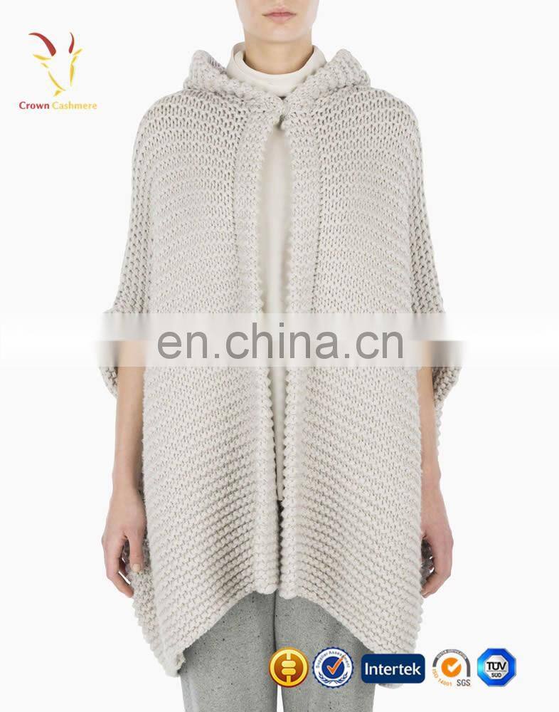 Ladies super chunky half sleeves cardigan with hood