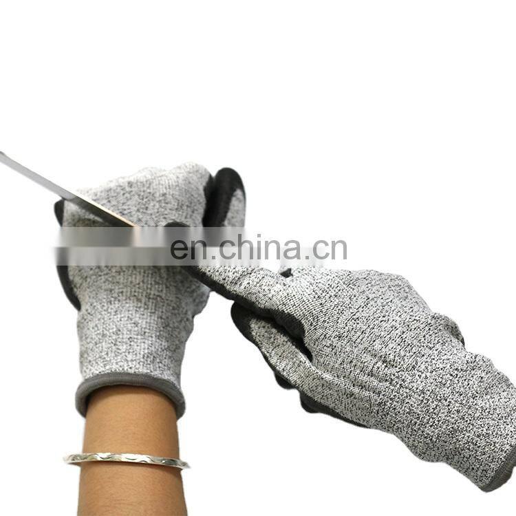 CE Certificated PU Palm Fit Anti-Cut Gloves Polyurethane Coated Cut Resistant Gloves Protective Hands For Construction