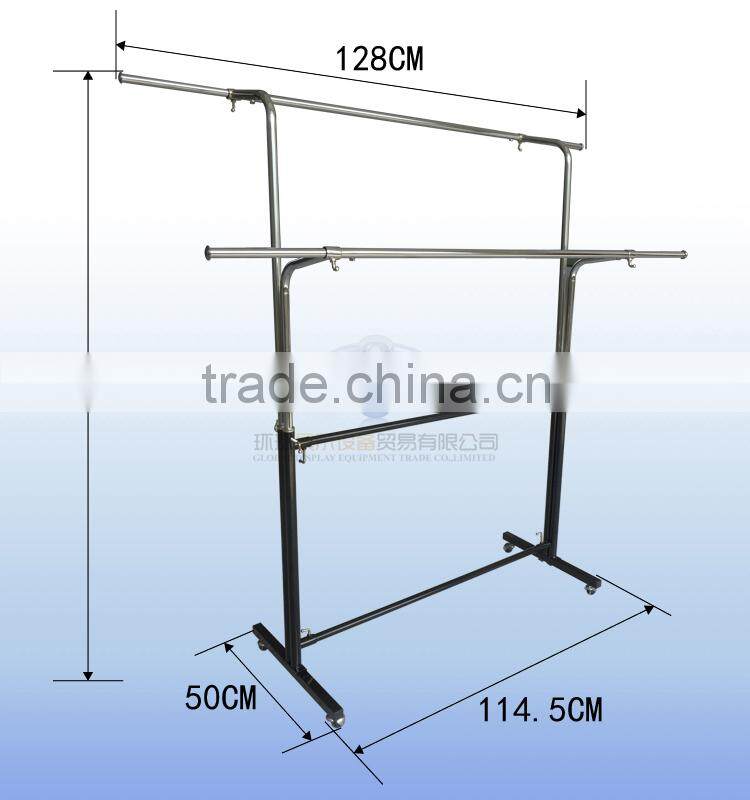 Metal big garment display rack/cloth hanging rail