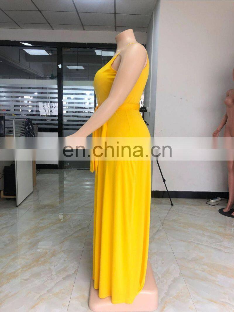 Wholesale custom European and American plus size women's summer hot style solid color shoulder strap dress