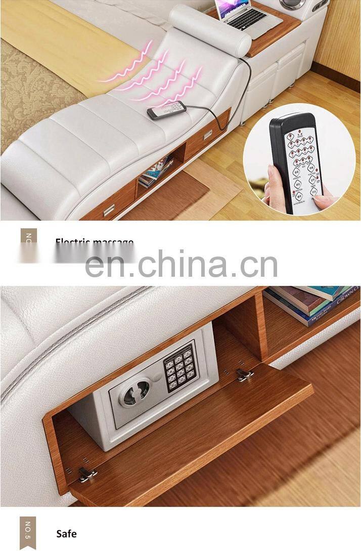 Luxury Modern style leather sofa wood beds room furniture for home or hotel