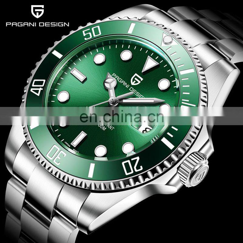 Pagani Design 1639 High quality men stainless steel watches analog custom logo water resistant automatic mechanical watch