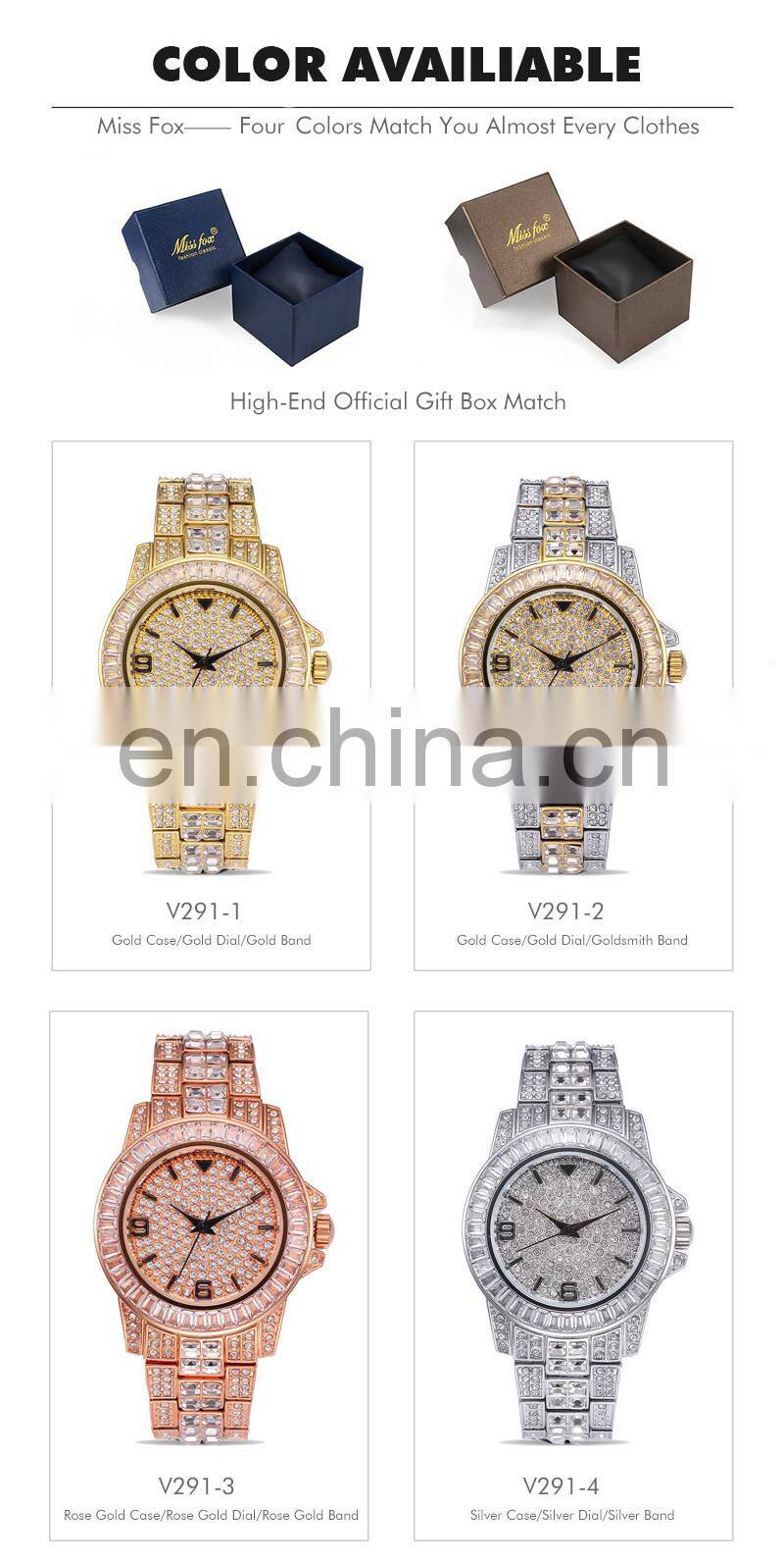 MissFox V291 Classic Arabic Watch Men Top Brand Luxury Men Watch Full Diamond watchs men original brand