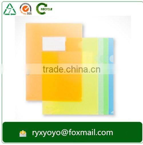 Transparent glossy polypropylene plastic a4 size L shape clear folder